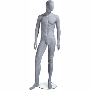 MALE MANNEQUIN - OVAL HEAD, ARMS AT SIDE, RIGHT LEG SLIGHTLY BENT - SLATE GREY-NATURAL by Mondo Mannequins MALE MANNEQUIN - OVAL HEAD, ARMS AT SIDE, RIGHT LEG SLIGHTLY BENT - SLATE GREY-NATURAL by Mondo Mannequins