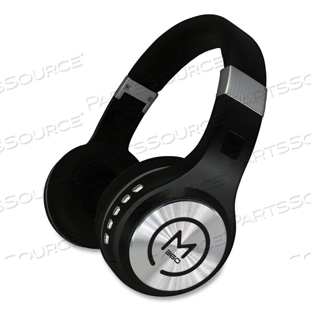SERENITY STEREO WIRELESS HEADPHONES WITH MICROPHONE, 3 FT CORD, BLACK/SILVER by Morpheus 360