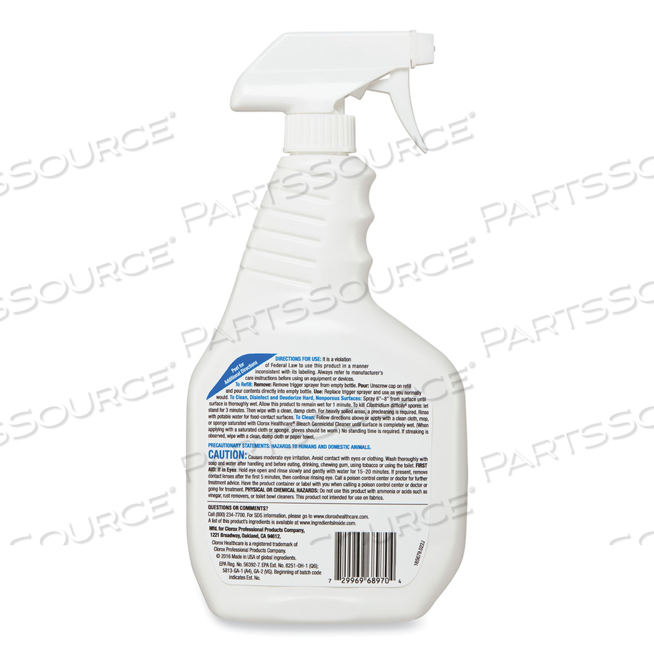 BLEACH GERMICIDAL CLEANER, 32 OZ SPRAY BOTTLE, 6/CARTON by Clorox