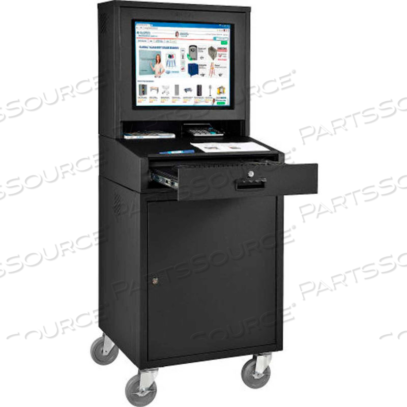 MOBILE LCD COMPUTER CABINET WORKSTATION, BLACK, ASSEMBLED by Approved Vendor MOBILE LCD COMPUTER CABINET WORKSTATION, BLACK, ASSEMBLED by Approved Vendor