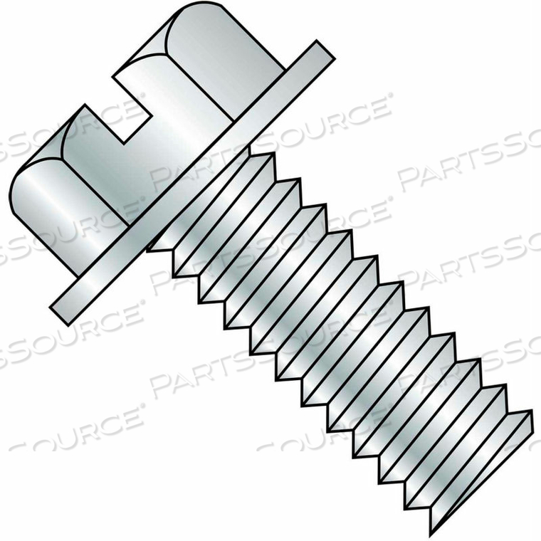 1/4-20X4 SLOTTED INDENTED HEX WASHER HEAD MACHINE SCREW FULLY THREADED ZINC, PKG OF 500 