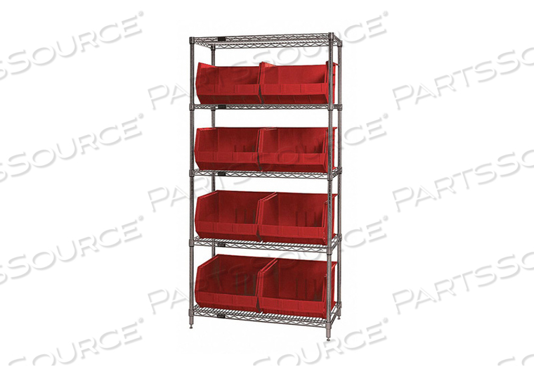 E3964 BIN SHELVING 74 OVERALL H 8 BINS RED by Quantum Storage Systems E3964 BIN SHELVING 74 OVERALL H 8 BINS RED by Quantum Storage Systems