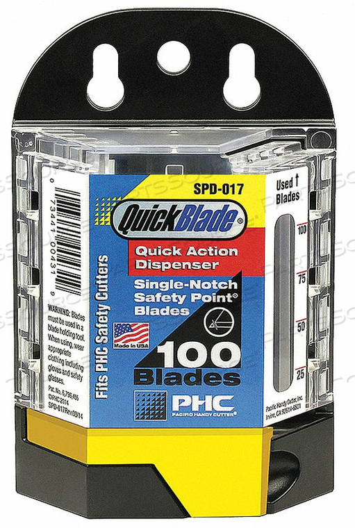 SAFETY BLADES W/DISPENSER PK100 by Pacific Handy Cutter Inc SAFETY BLADES W/DISPENSER PK100 by Pacific Handy Cutter Inc