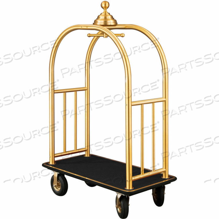 BALL CROWN BELLMAN CART 48X25 SATIN BRASS BLACK CARPET, 4 BLACK PNEU WHEELS by Glaro Products Inc BALL CROWN BELLMAN CART 48X25 SATIN BRASS BLACK CARPET, 4 BLACK PNEU WHEELS by Glaro Products Inc