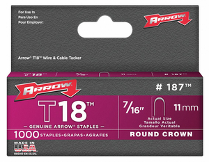 STAPLE 3/16 IN CROWN 7/16 IN LEG PK1000 by Arrow