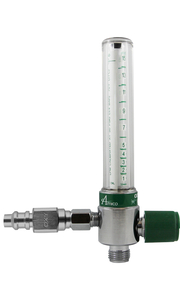 CHROME, DIAL FLOWMETER, 0 TO 15 LPM, 50 PSI, OXYGEN, POLYCARBONATE, BRASS, GREEN, +/-25 TO 0.5 LPM by Precision Medical, Inc.
