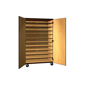 TOTE TRAY MOBILE WOOD CABINET, SOLID DOOR, 48"W X 22-1/4"D X 78"H, NATURAL OAK/BROWN by Ironwood Manufacturing Inc