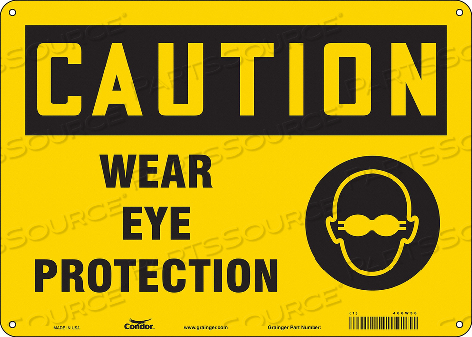 SAFETY SIGN, HORIZONTAL RECTANGLE, NUMBER OF PRINTED SIDES 1, ENGLISH, SIGN FORMAT TRADITIONAL OSHA, SIGN LEGEND WEAR EYE PROTECTION, SIGN L by Condor SAFETY SIGN, HORIZONTAL RECTANGLE, NUMBER OF PRINTED SIDES 1, ENGLISH, SIGN FORMAT TRADITIONAL OSHA, SIGN LEGEND WEAR EYE PROTECTION, SIGN L by Condor