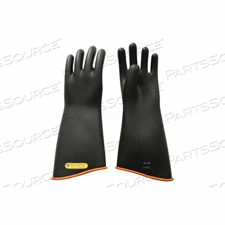 ELECTRICAL RATED GLOVES, CLASS 2, BLACK OVER ORANGE, 18", UNLINED, SIZE 9 