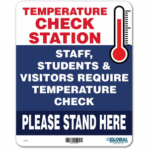 TEMPERATURE CHECK STATION SIGN, 8"W X 10"H, PLASTIC by The Magnet Group TEMPERATURE CHECK STATION SIGN, 8"W X 10"H, PLASTIC by The Magnet Group