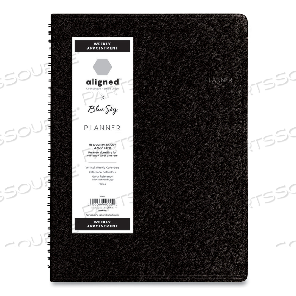 ALIGNED WEEKLY APPOINTMENT PLANNER, 11 X 8.25, BLACK COVER, 12-MONTH (JAN TO DEC): 2023 