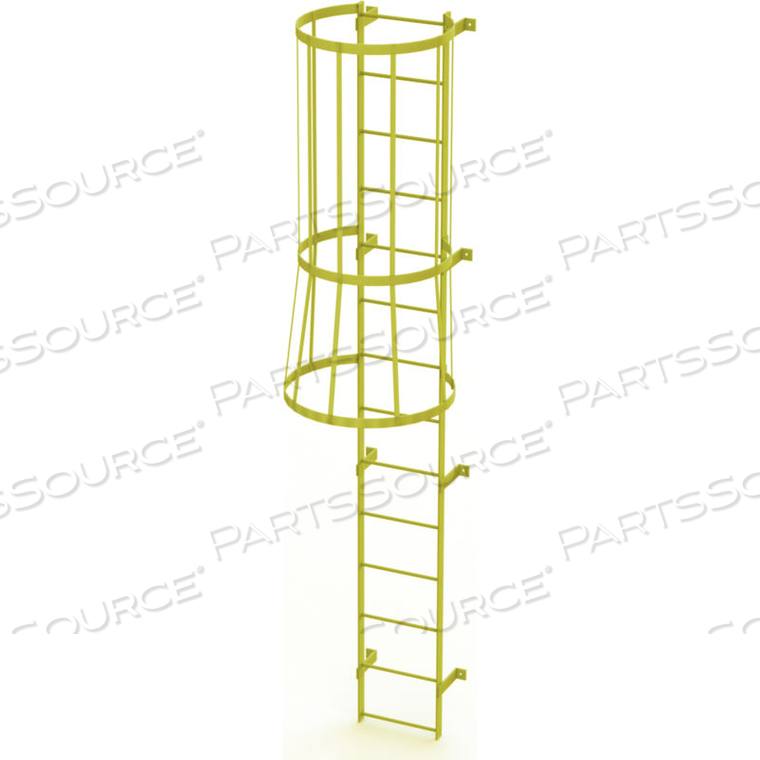 14 STEP STEEL CAGED FIXED ACCESS LADDER, SAFETY YELLOW by Tri-Arc