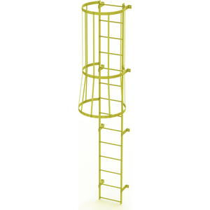 14 STEP STEEL CAGED FIXED ACCESS LADDER, SAFETY YELLOW by Tri-Arc