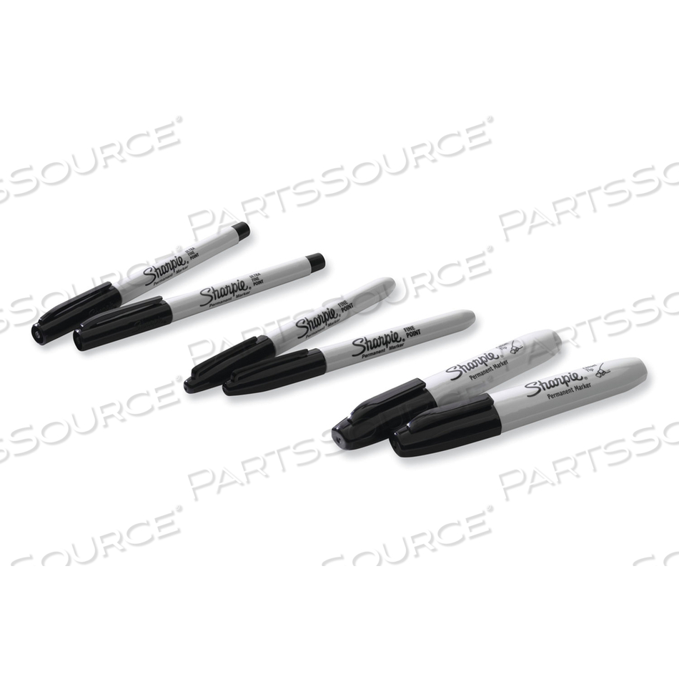 MIXED POINT SIZE PERMANENT MARKERS, ASSORTED TIP SIZES/TYPES, BLACK by Sharpie