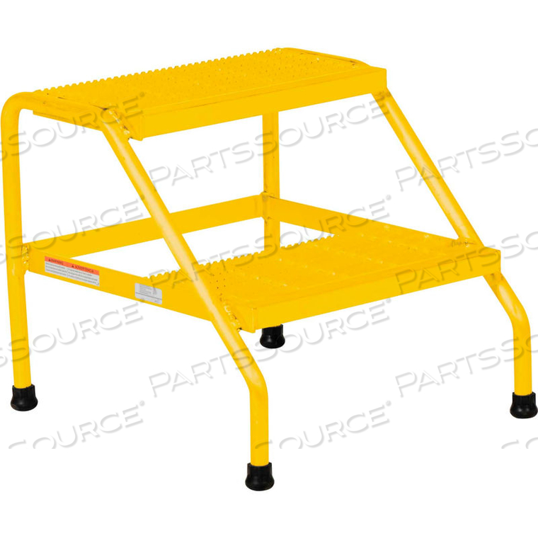ALUMINUM YELLOW WIDE STEP STAND - 2 STEP WELDED by Vestil Manufacturing Corp. ALUMINUM YELLOW WIDE STEP STAND - 2 STEP WELDED by Vestil Manufacturing Corp.