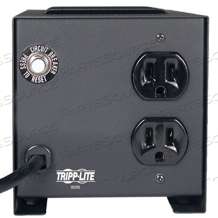 ISOLATION TRANSFORMER 250W SURGE 120V 2 OUTLET 6FT CORD TAA GSA by Tripp Lite ISOLATION TRANSFORMER 250W SURGE 120V 2 OUTLET 6FT CORD TAA GSA by Tripp Lite