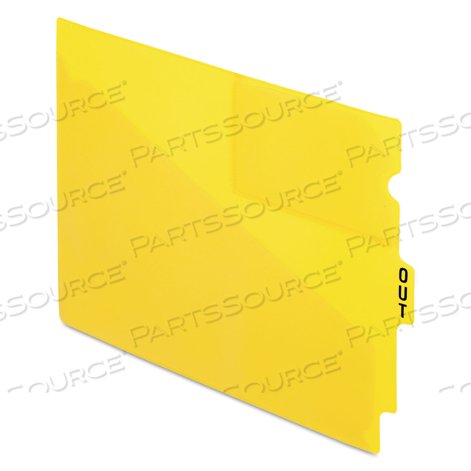 COLORED POLY OUT GUIDES WITH CENTER TAB, 1/3-CUT END TAB, OUT, 8.5 X 11, YELLOW, 50/BOX 
