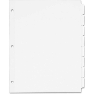 RECYCLED WRITE-ON TAB DIVIDER, 8.5"X11", 8 TABS, 24 SETS, WHITE/WHITE by Avery