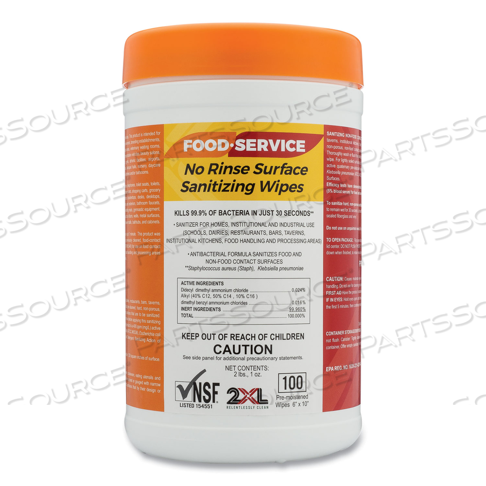 FOOD SERVICE WIPES 100 CT CANISTER by 2XL Corporation FOOD SERVICE WIPES 100 CT CANISTER by 2XL Corporation