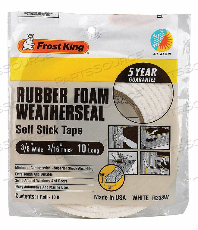 H3681 SPONGE RUBBER FOAM TAPE 3/8IN.X10 FT. by Thermwell Products Co., Inc.