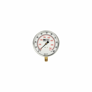 4" DIAL, LIQUID FILLED, 1/4" BOTTOM, 0-100PSI by Weiss Instruments