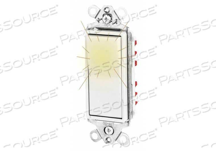 ILLUMINATED WALL SWITCH, ROCKER SWITCH, 3-WAY, WHITE, 20 A, SCREW TERMINALS by Hubbell Power Systems ILLUMINATED WALL SWITCH, ROCKER SWITCH, 3-WAY, WHITE, 20 A, SCREW TERMINALS by Hubbell Power Systems