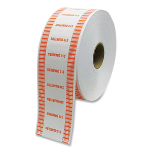 AUTOMATIC COIN WRAPPER ROLL FOR COIN WRAPPING MACHINES, QUARTERS, $10.00, KRAFT/ORANGE, 2,000/ROLL, 8 ROLLS/CARTON by CONTROLTEK