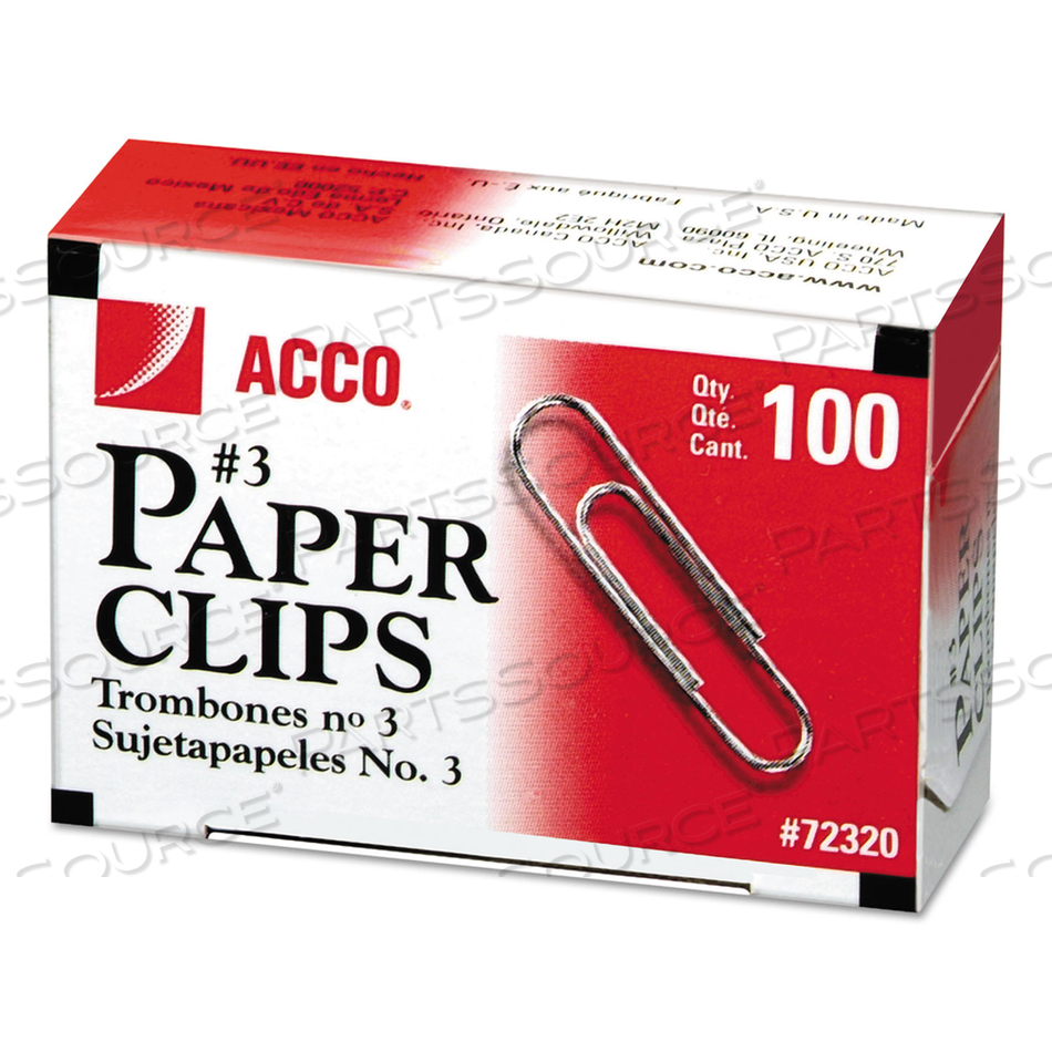 PAPER CLIPS, #3, SMOOTH, SILVER by ACCO Brands PAPER CLIPS, #3, SMOOTH, SILVER by ACCO Brands
