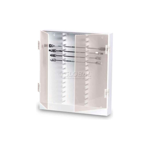 WHITE PVC LOCKABLE 30 COLUMN HPLC STORAGE CABINET WITH CLEAR DOORS, 16"W X 3"D X 17"H by TrippNT, Inc