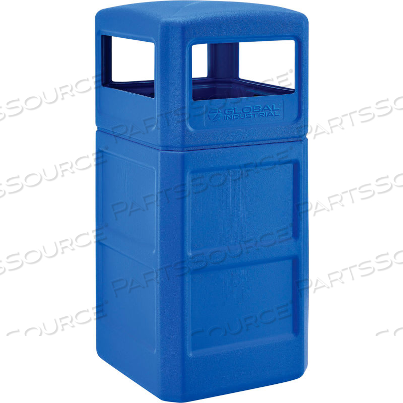 SQUARE PLASTIC WASTE RECEPTACLE WITH DOME LID, 42 GALLON, BLUE by Approved Vendor