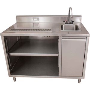 STAINLESS BEVERAGE TABLE, SINK ON RIGHT, 5"RISER ELECTRIC OUTLET 30X72 by BK Resources, Inc. STAINLESS BEVERAGE TABLE, SINK ON RIGHT, 5"RISER ELECTRIC OUTLET 30X72 by BK Resources, Inc.
