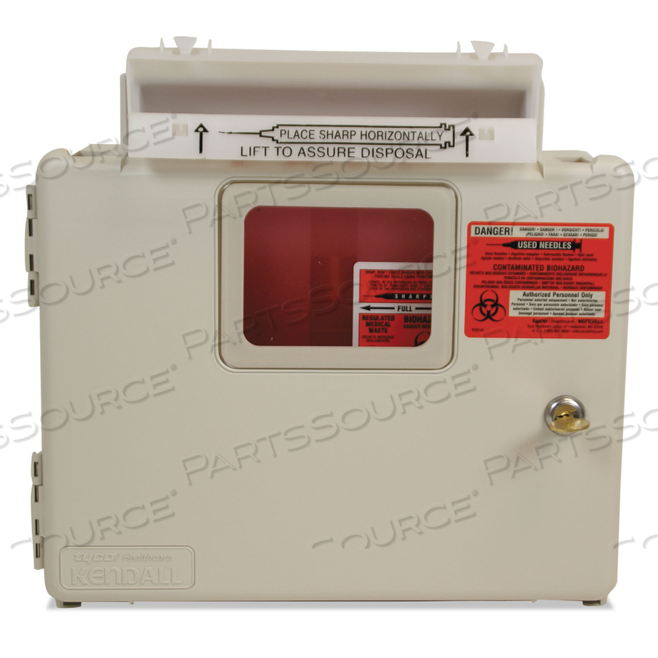 IN-ROOM LOCKING WALL MOUNT SHARPS CONTAINER CABINET SYSTEM, 5 QT, ABS PLASTIC, BEIGE by Covidien IN-ROOM LOCKING WALL MOUNT SHARPS CONTAINER CABINET SYSTEM, 5 QT, ABS PLASTIC, BEIGE by Covidien