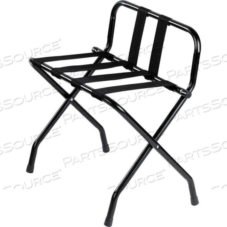 POWDER COAT BLACK FINISH LUGGAGE RACK WITH BACKREST by Hospitality 1 Source
