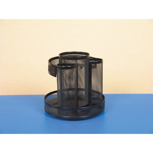 METAL MESH ROTATING DESKTOP ORGANIZER, 8 COMPARTMENTS, METAL MESH, 6.5" DIAMETER X 6.13"H, BLACK by Universal