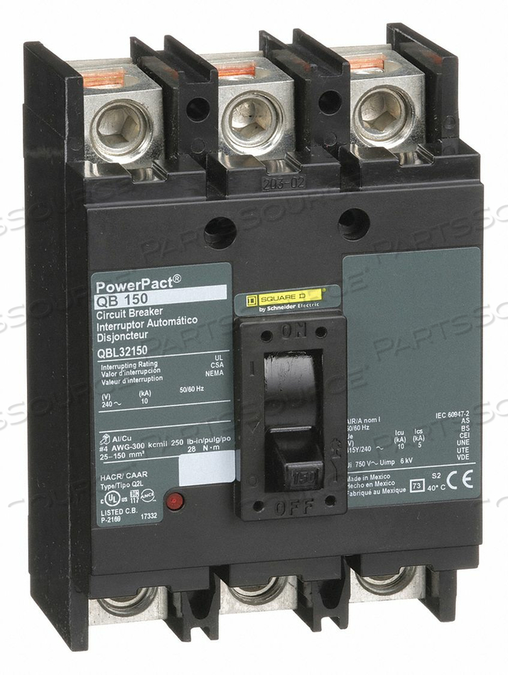 CIRCUIT BREAKER 150A 3P 240VAC QB by Square D CIRCUIT BREAKER 150A 3P 240VAC QB by Square D