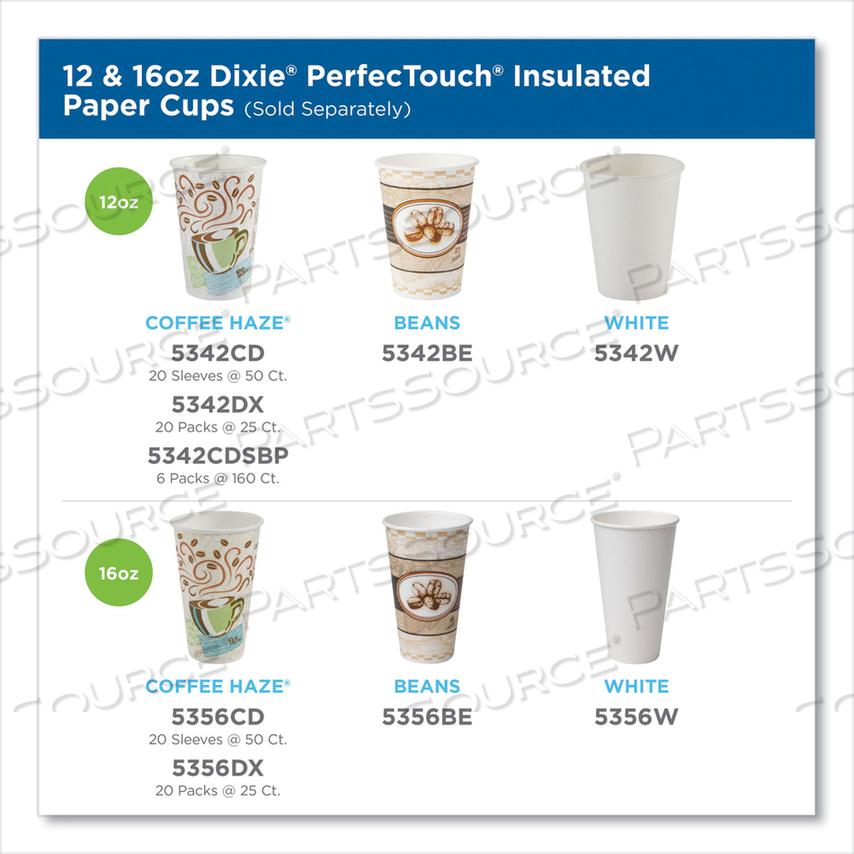 PERFECTOUCH PAPER HOT CUPS, 12 OZ, COFFEE HAZE DESIGN by Dixie