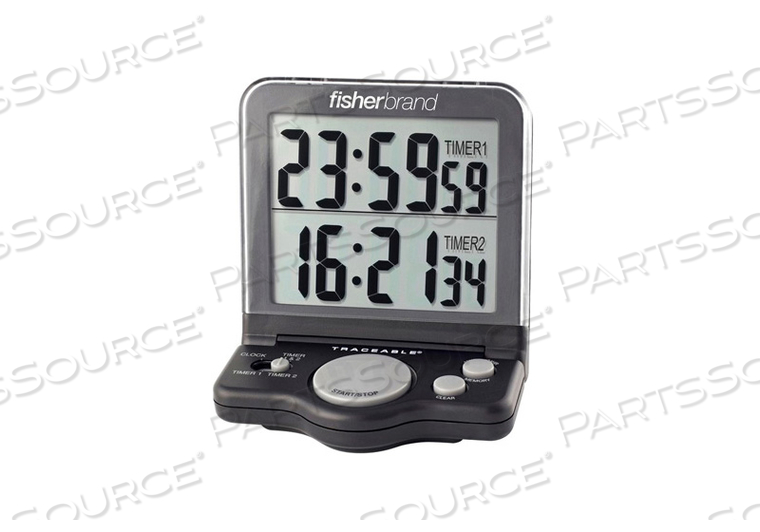 BENCHTOP/JUMBO TIMER, 1 SEC TO 24 HR TIMING, WALL MOUNT, 2 CHANNELS, 0.01% ACCURACY, 1 SEC RESOLUTION, MEETS NIST, 3.75 IN X 0.5 IN X 5.5 IN by Fisher Healthcare