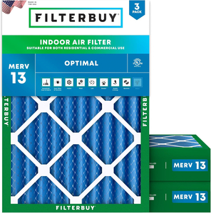 PLEATED HVAC FURNACE AIR FILTER, MERV 13, 22.25X25X4, PACKAGE OF 3 by Filterbuy, Inc.