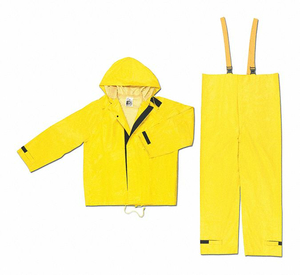 RAIN SUIT W/JACKET/BIB UNRATED YELLOW L by MCR Safety