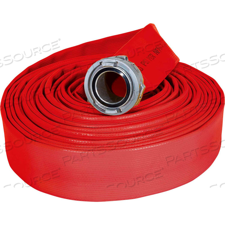 JAFRIB STANDARD NITRILE FIRE HOSE, 4" X 100 FT, 225 PSI, RED 