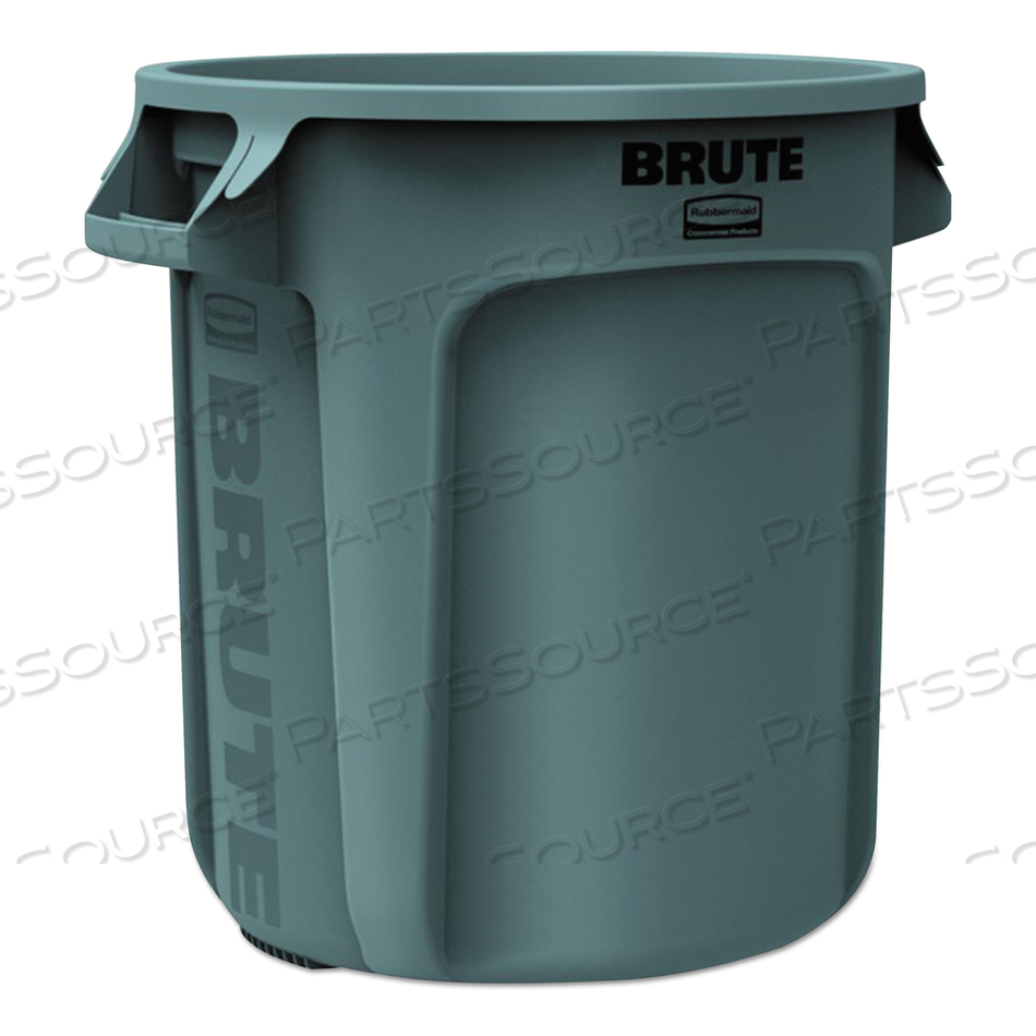 VENTED ROUND BRUTE CONTAINER, 10 GAL, PLASTIC, GRAY by Rubbermaid Medical Division