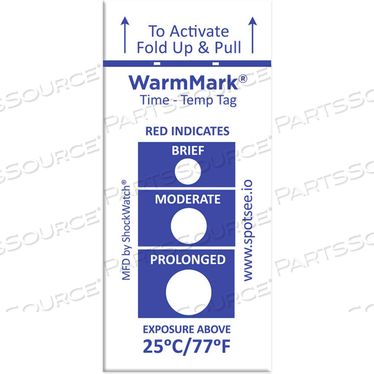 SPOTSEE WARMMARK 25/77F 3-WINDOW TIME TEMPERATURE INDICATORS, 100/BOX by Shockwatch Inc