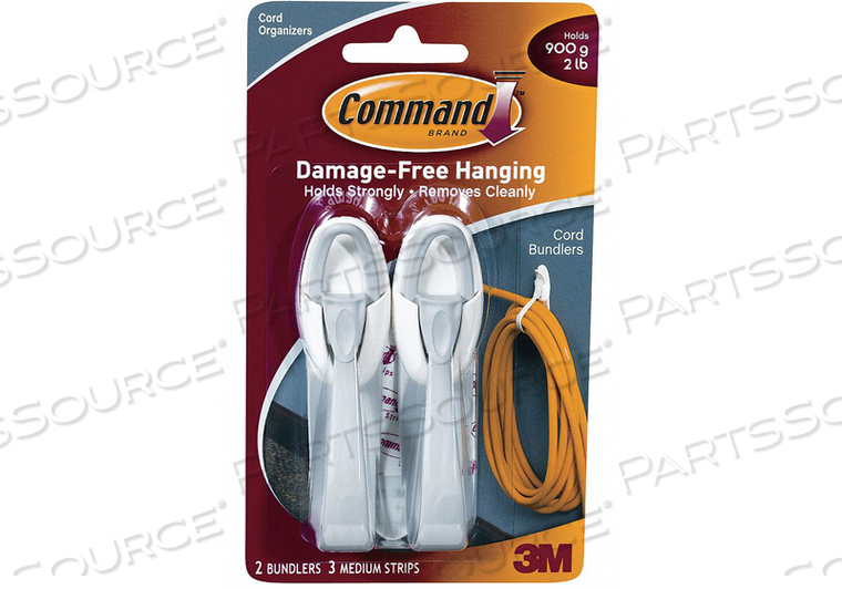 CORD BUNDLER HOOK MOLDED PLASTIC 1IN PK2 by 3M Consumer CORD BUNDLER HOOK MOLDED PLASTIC 1IN PK2 by 3M Consumer