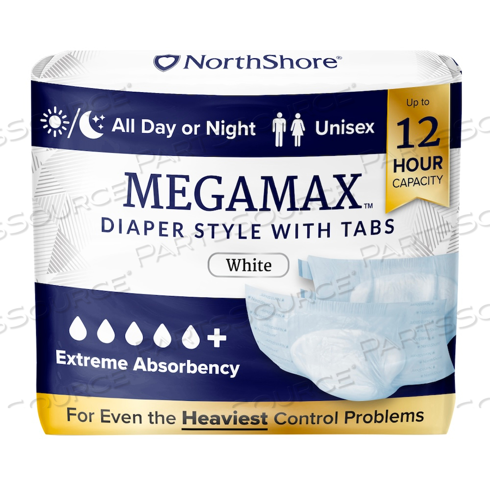 MEGAMAX BRIEFS, WHITE, 2X-LARGE by NorthShore Care Supply