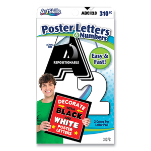 BLACK AND WHITE POSTER LETTERS AND NUMBERS, 10"H, 310/PACK by ArtSkills