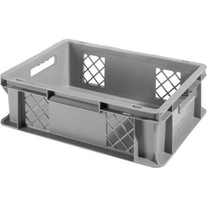 EURO-FIX SOLID BASE/MESH SIDES CONTAINER EF4121 - 15-3/4" X 11-7/8" X 4-3/4", GRAY by SSI Schaefer