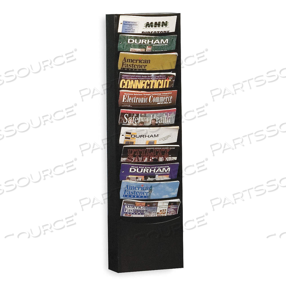 LITERATURE RACK, 11 COMPARTMENTS, BLACK, STEEL, 36 IN OVERALL HT by Durham Manufacturing Company