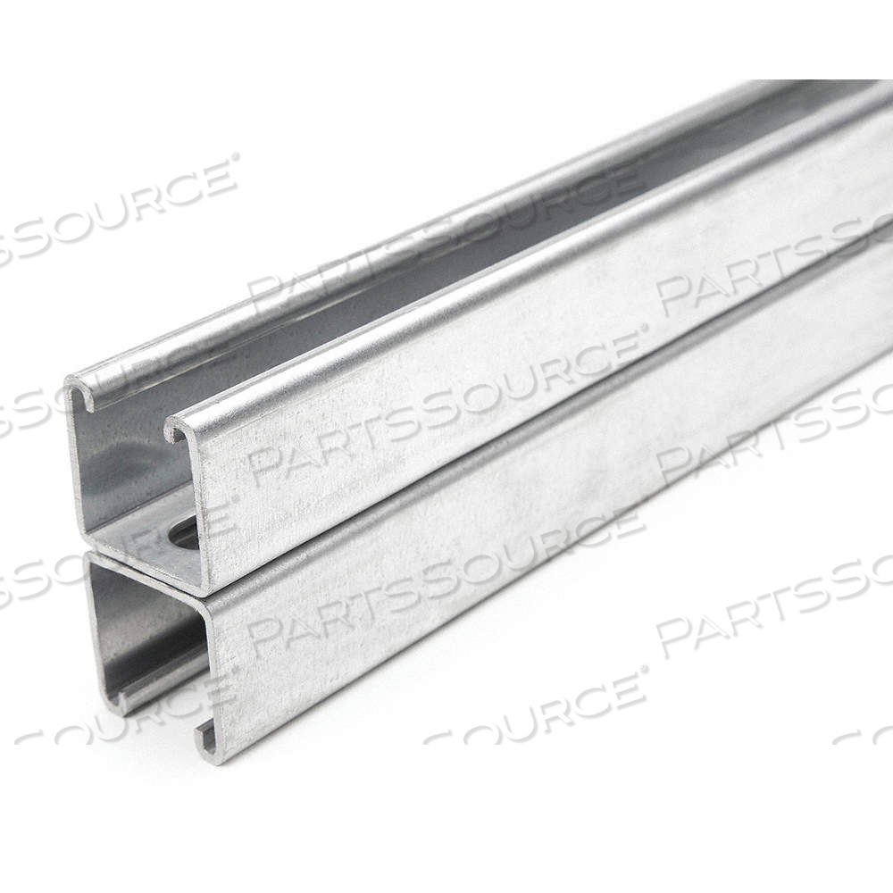 STRUT CHANNEL, SLOTTED BACK-TO-BACK, STEEL, PRE-GALVANIZED, 10 FT OVERALL LG, SILVER by Approved Vendor