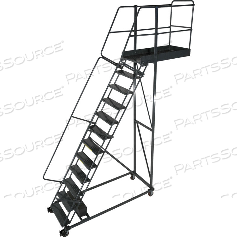 14 STEP STEEL CANTILEVER LADDER -35" OVERHANG, PERFORATED TREAD 