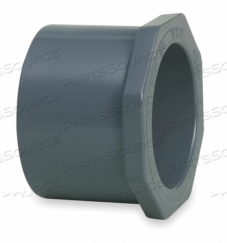 REDUCING BUSHING, 2 IN X 1 IN FITTING PIPE SIZE, SCHEDULE 80, MALE SPIGOT X FEMALE SOCKET, GRAY by GF Piping Systems REDUCING BUSHING, 2 IN X 1 IN FITTING PIPE SIZE, SCHEDULE 80, MALE SPIGOT X FEMALE SOCKET, GRAY by GF Piping Systems